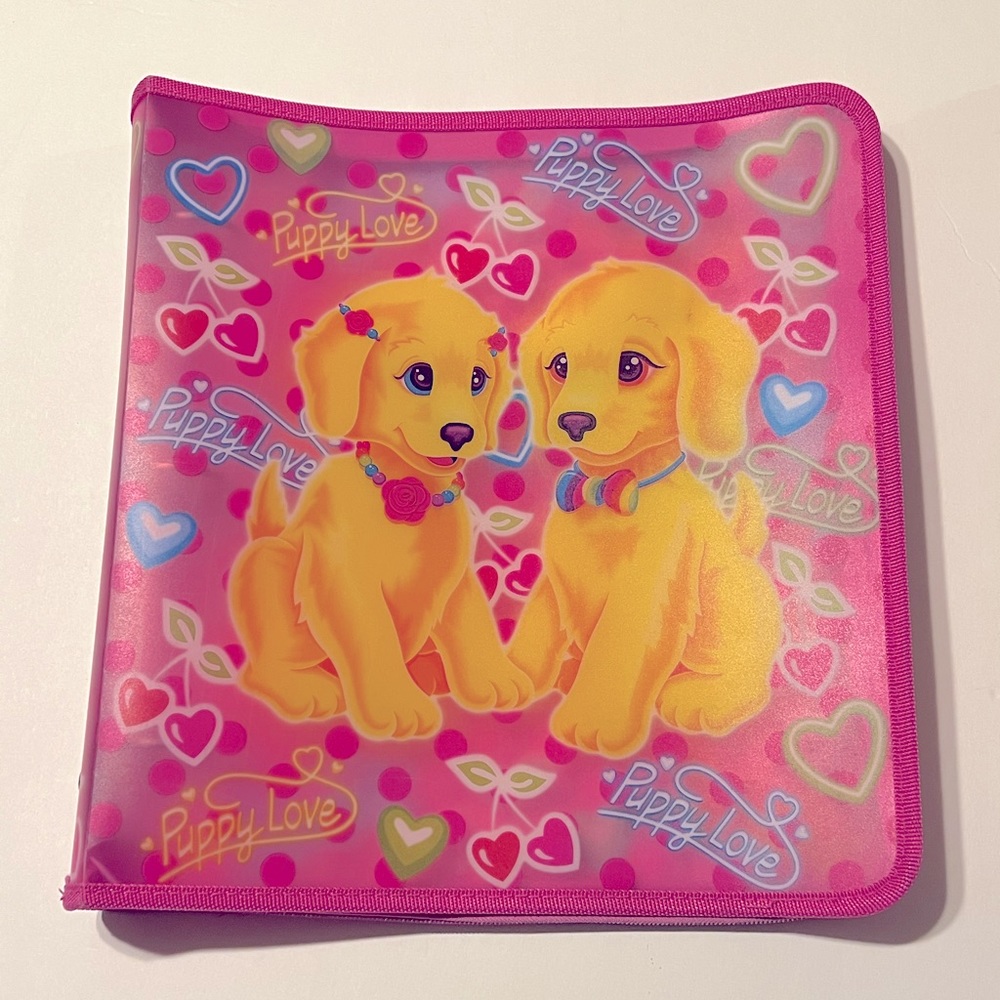 Vintage Y2K Lisa Frank puppy love 3 ring zip up binder